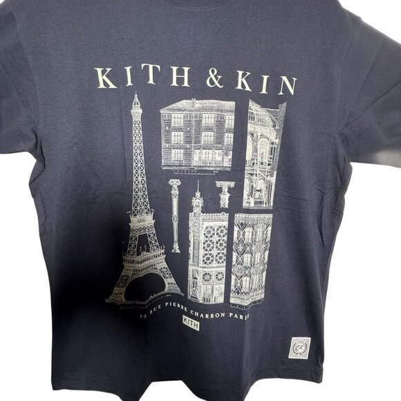 Kith & Kin Paris Architecture Mens t-shirt Navy Blue size Small NWT - Picture 3 of 10